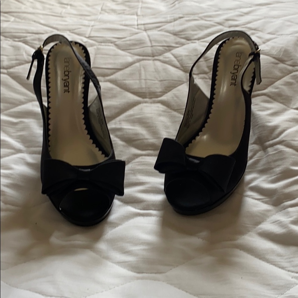 Lane Bryant open toe, sling back heels, black